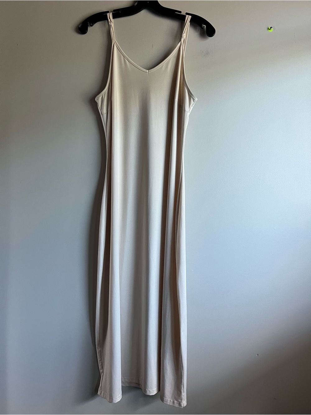 Mancyfit XL Beige Nude Full Length Slip Dress V Neck Spaghetti Strap Lingerie